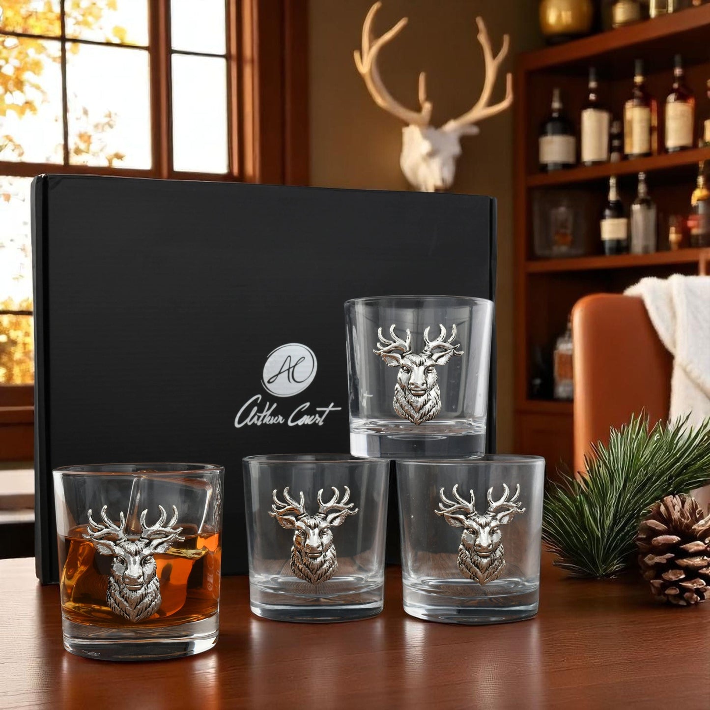 Elk Head Bar Glasses Set of 4