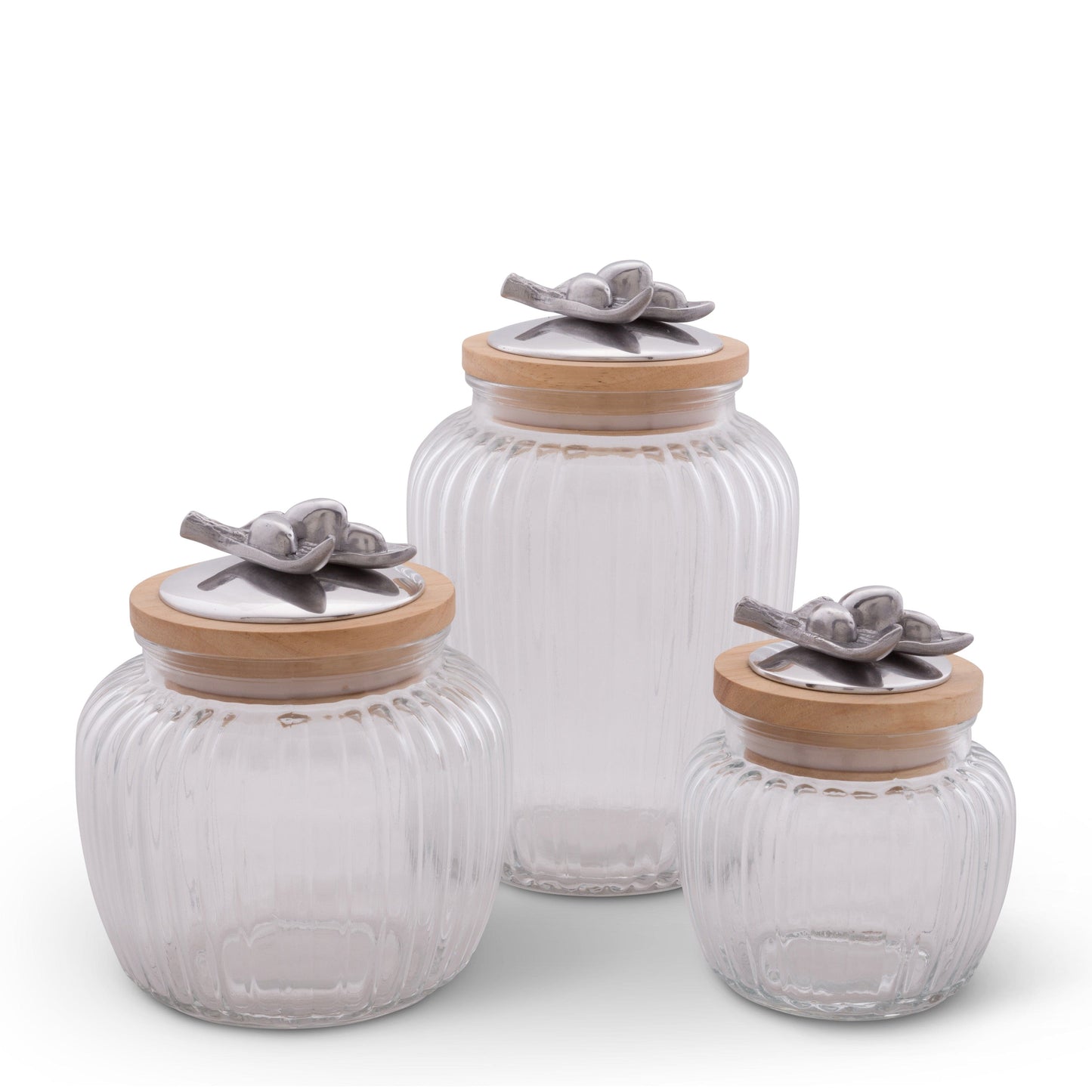 Olive Knob Glass Canisters