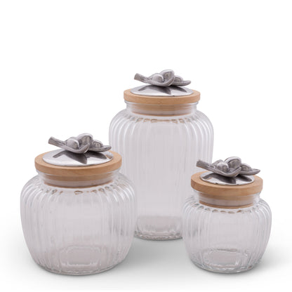 Olive Knob Glass Canisters