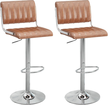 Adjustable Swivel Bar Stools Set of Two Brown-0