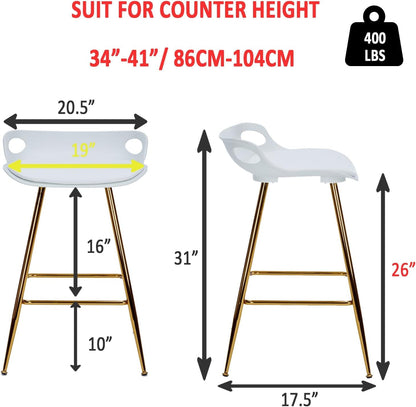 Stylish Gold Bar Stools Set of Two with Footrests-1