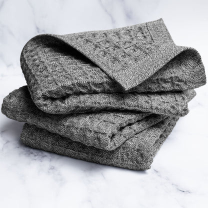 Waffle Hand Towel 3pc set Charcoal