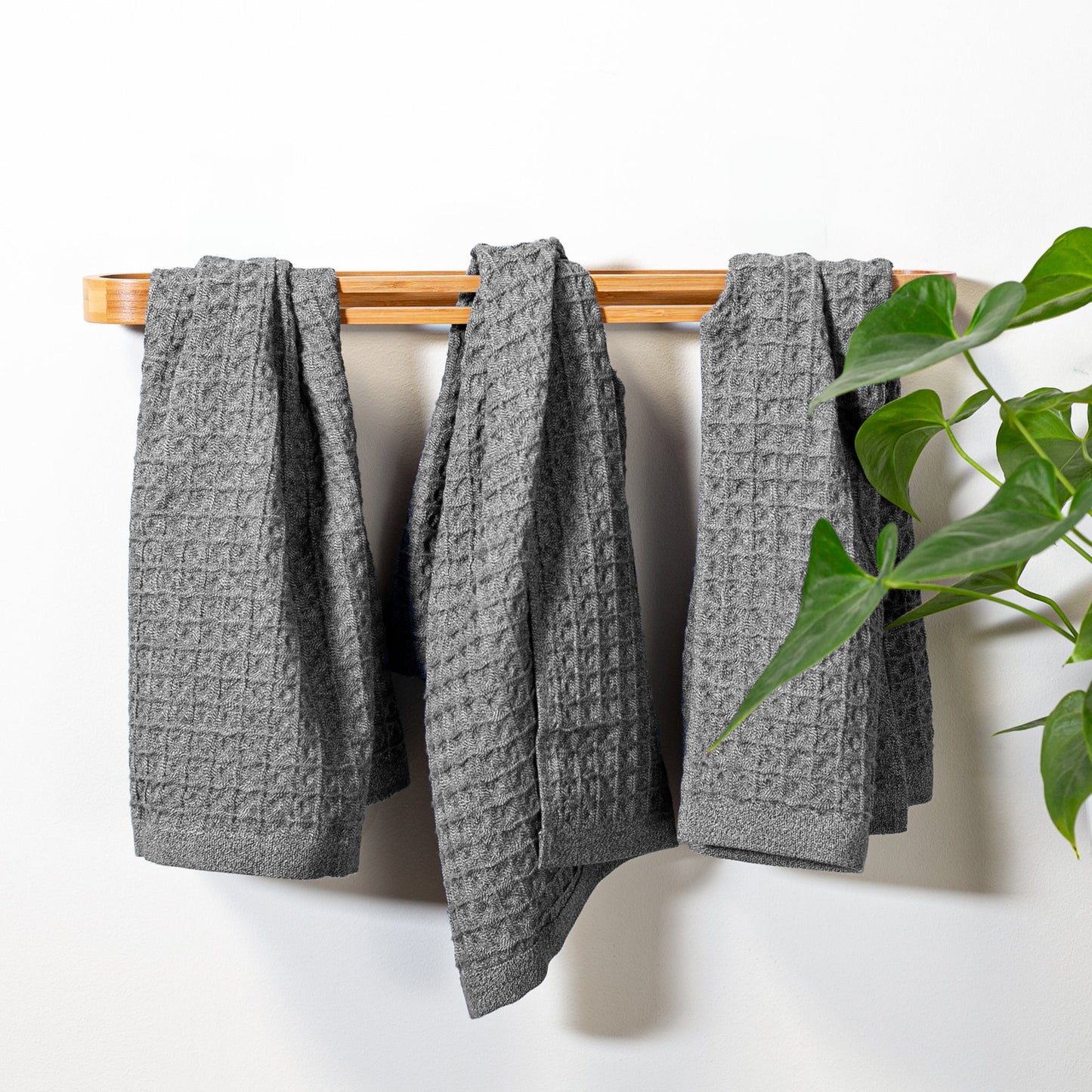 Waffle Hand Towel 3pc set Charcoal